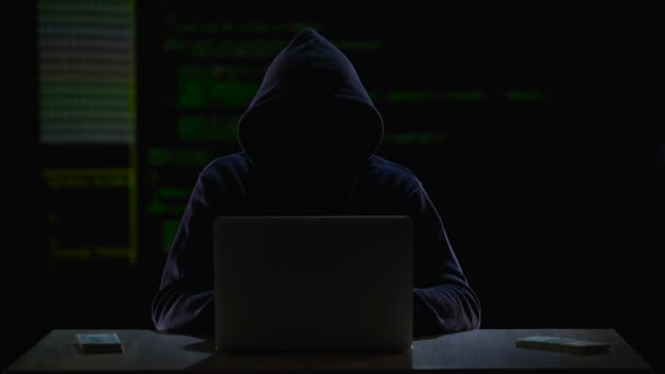 Cybercriminal át pénzt offshore bankszámla, illegális profit — Stock videók
