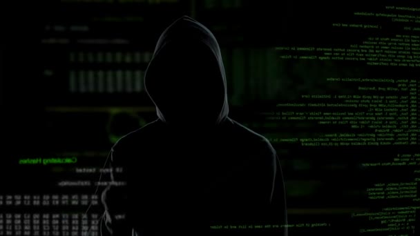 Tlačítko na virtuální obrazovku, neúspěšné hacker hacking, čelit neviditelné — Stock video