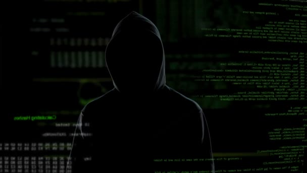 Anonym hacker truer verdenssikkerheten, private data uten beskyttelse – stockvideo