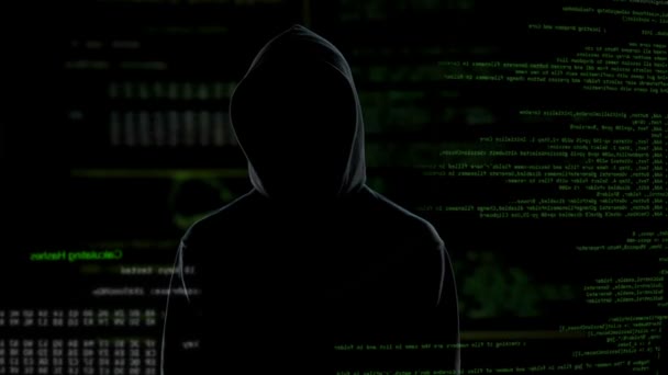 Genius dator criminal hacking militär satellit, nationella säkerhetshot — Stockvideo