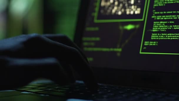 Hacker picking up keys and passwords to open secure secret server, access denied — Stock Video