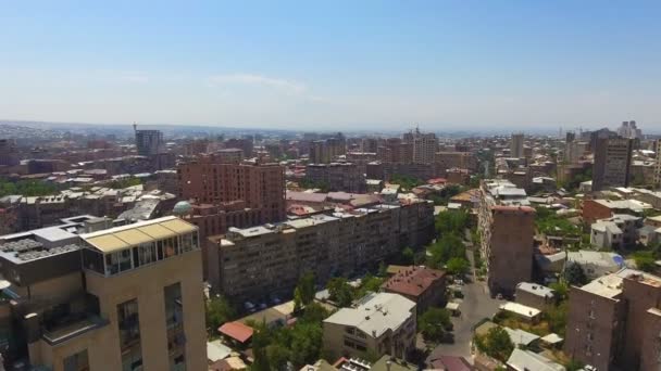 Amazing panoramic view of Yerevan city in Armenia, real estate and streets — Stock Video