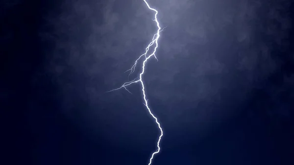 Fantástica vista del rayo de fuego eléctrico parpadeando hacia el suelo, el clima —  Fotos de Stock