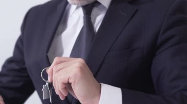 Eller erkek emlakçı anahtarları yazlık onun istemciye verilmesi, kira, yakın