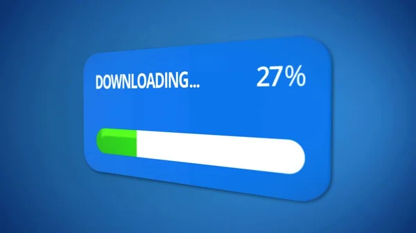 Notification window about data transmission, status bar shows download process — Stock Photo, Image