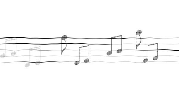 Ilustración abstracta de notas musicales en hoja, aplicación de composición, fondo blanco — Foto de Stock