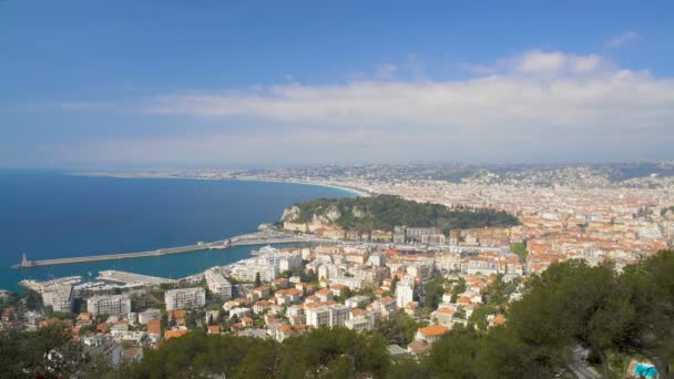 Panorama incrível da cidade de Nice, na França, viagem ao popular resort à beira-mar — Vídeo de Stock