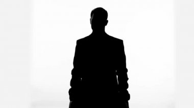 Takım elbise boks özel iş koruyan görünmez ortağıyla erkekte gölgesi