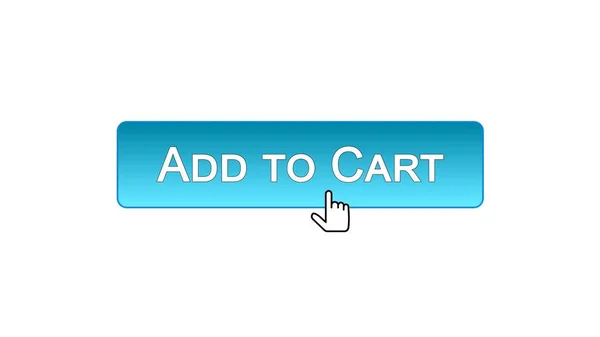 Toevoegen aan winkelmandje web interface knop klikte met de muiscursor, blauwe kleur ontwerp — Stockfoto