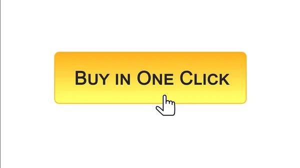 Köpa i ett klick web interface knapp klickade med musen, orange färg, shopping — Stockfoto