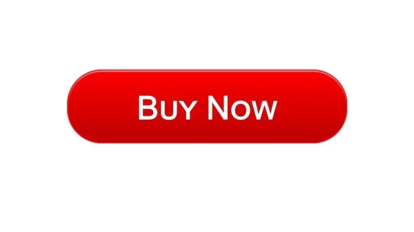 Comprar ahora botón interfaz web color rojo, decisión del cliente, crédito turístico —  Fotos de Stock