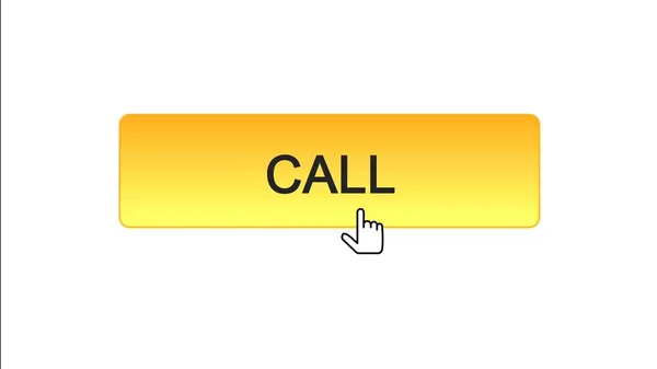Call web interface button clicked mouse cursor, orange color, technical support — Stock Photo, Image