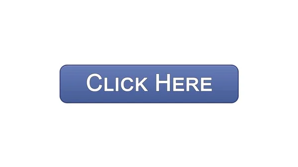 Clique aqui cor violeta botão de interface web, navegação web-site, publicidade — Fotografia de Stock