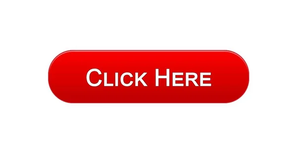 Click here web interface button red color, browsing web-site, advertising — Stock Photo, Image