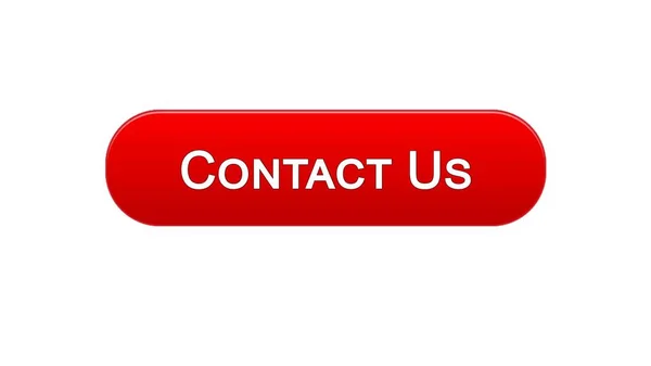 Contacte-nos botão de interface web comunicação de negócios cor vermelha, ajuda, feedback — Fotografia de Stock