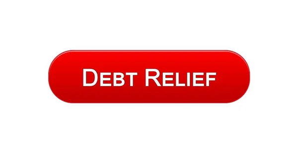 Debt relief web interface button red color, credit counseling, business support — Stock Photo, Image