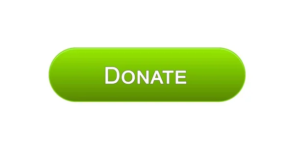 Donar botón de interfaz web color verde, apoyo social, recaudación de fondos en línea — Foto de Stock