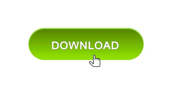 Download web interface button clicked with mouse cursor, green color design — Stock Photo, Image