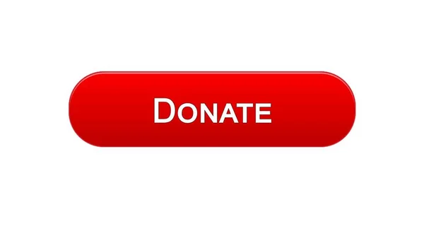 Donar botón de interfaz web de color rojo, apoyo social, recaudación de fondos en línea — Foto de Stock