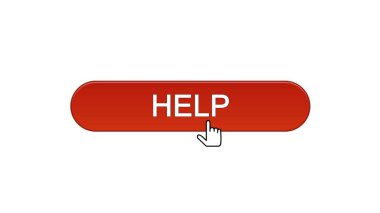 Düğmeyi fare imleci ile arayüz, kırmızı şarap, çevrimiçi destek web Yardım