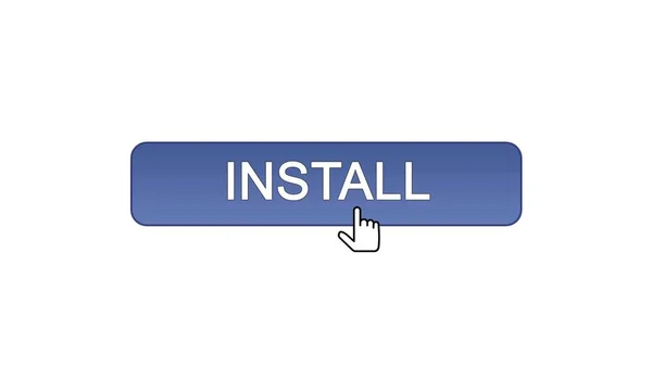 Install web interface button clicked with mouse cursor violet color, application — Stock Photo, Image