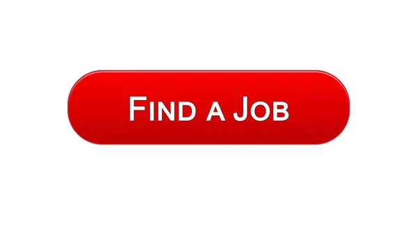 Find a job web interface button red color, employment advertisement online — Stock Photo, Image