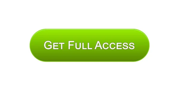 Få full tillgång web interface knappen grön färg, online-program, prenumeration — Stockfoto