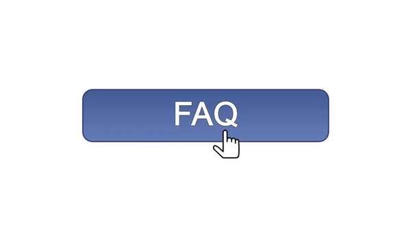 FAQ botón de interfaz web hace clic con el cursor del ratón, color violeta, soporte en línea —  Fotos de Stock