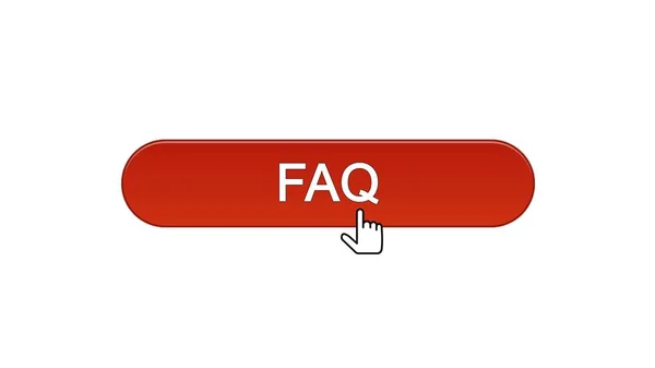 FAQ botón de interfaz web hace clic con el cursor del ratón, vino tinto, soporte en línea —  Fotos de Stock