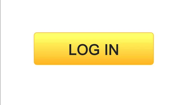 Logga in web interface knappen orange färg, webbplats, online ansökan — Stockfoto