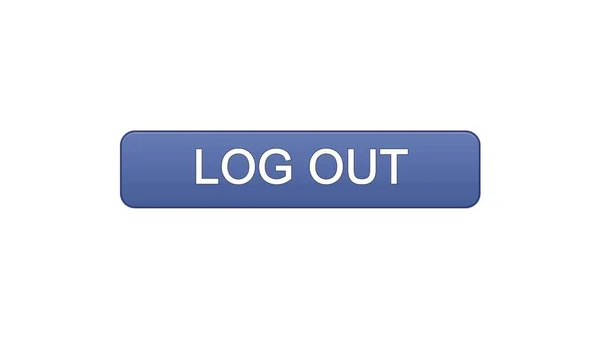 Log out web interface button violet color, internet site design, application — Stock Photo, Image