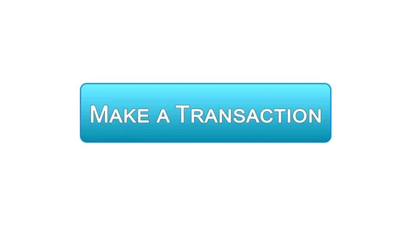 Faire une transaction bouton d'interface web couleur bleue, application bancaire en ligne — Photo