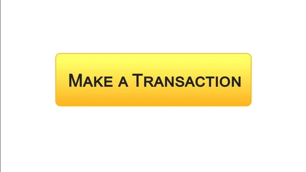 Machen Sie eine Transaktion Web-Interface-Taste orange Farbe, Online-Bank-Anwendung — Stockfoto