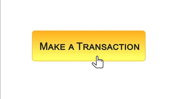 Machen Sie eine Transaktion Web-Interface-Taste mit dem Mauszeiger angeklickt, orange Farbe — Stockfoto