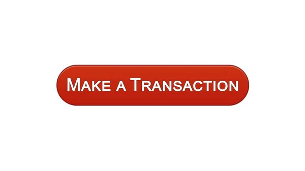 Machen eine Transaktion Web-Interface-Taste weinrote Farbe, Online-Bank-Anwendung — Stockfoto
