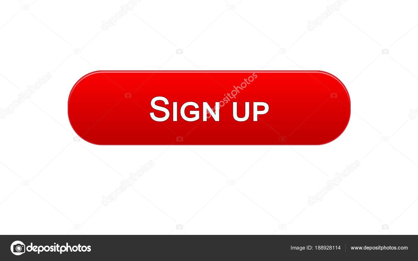 Sign up web interface button red color, program authorization, password ...