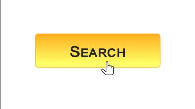 Arama web arabirimi düğmesini tıklayan fare imleci, turuncu renk ile izleme