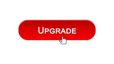 Yükseltme web arabirimi düğmesini tıklayan fare imleci, kırmızı renk, güncelleme ile