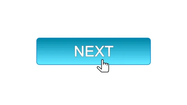 Next web interface button clicked with mouse cursor, blue color, online program — Stock Photo, Image