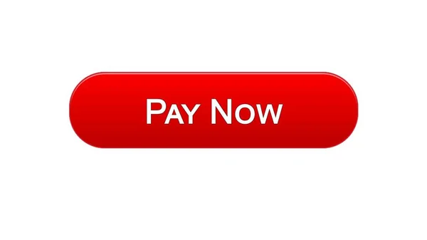 Payez maintenant bouton d'interface web couleur rouge, service bancaire en ligne, achats — Photo