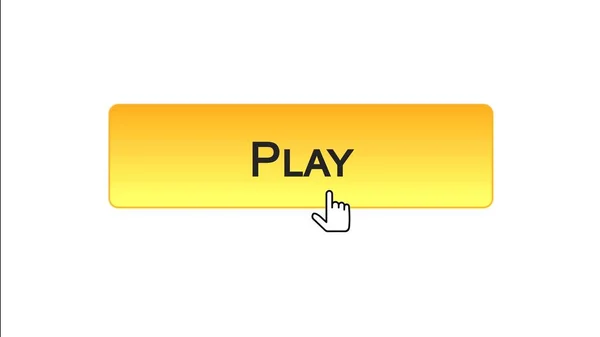 Play web interface button clicked with mouse cursor, orange color, online game — Stock Photo, Image
