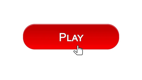 Play web interface button clicked with mouse cursor, red color, online game — Stock Photo, Image