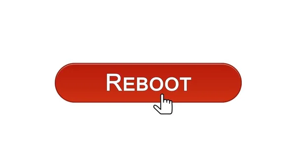 Reboot web interface button clicked with mouse cursor, wine red, site design — Stock Photo, Image
