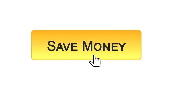 Geld sparen Web-Interface-Taste mit dem Mauszeiger angeklickt, orange Farbe, Banking — Stockfoto