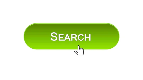 Buscar botón de interfaz web hace clic con el cursor del ratón, color verde, monitoreo — Foto de Stock