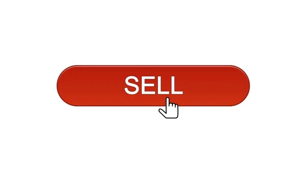 Sell web interface button clicked with mouse cursor, wine red color, business — Stock Photo, Image