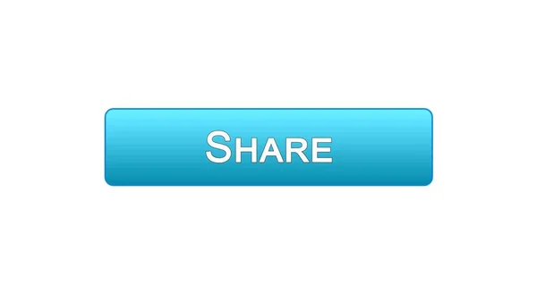 Compartir botón de interfaz web color azul, aplicación de red social, comunicación —  Fotos de Stock