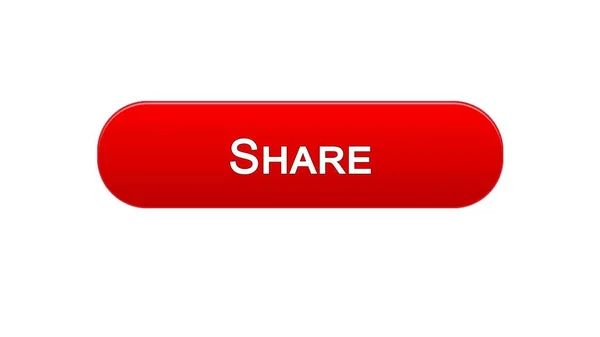 Кнопка веб-интерфейса Share красного цвета, приложение социальной сети, связь — стоковое фото