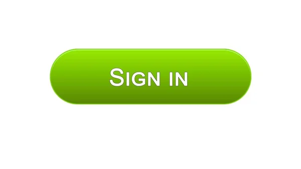 Assine o botão de interface web cor verde, aplicação on-line, site da internet — Fotografia de Stock