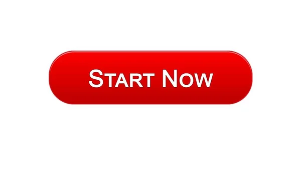 Starta nu web interface knappen röd färg, affärsutveckling, innovation — Stockfoto
